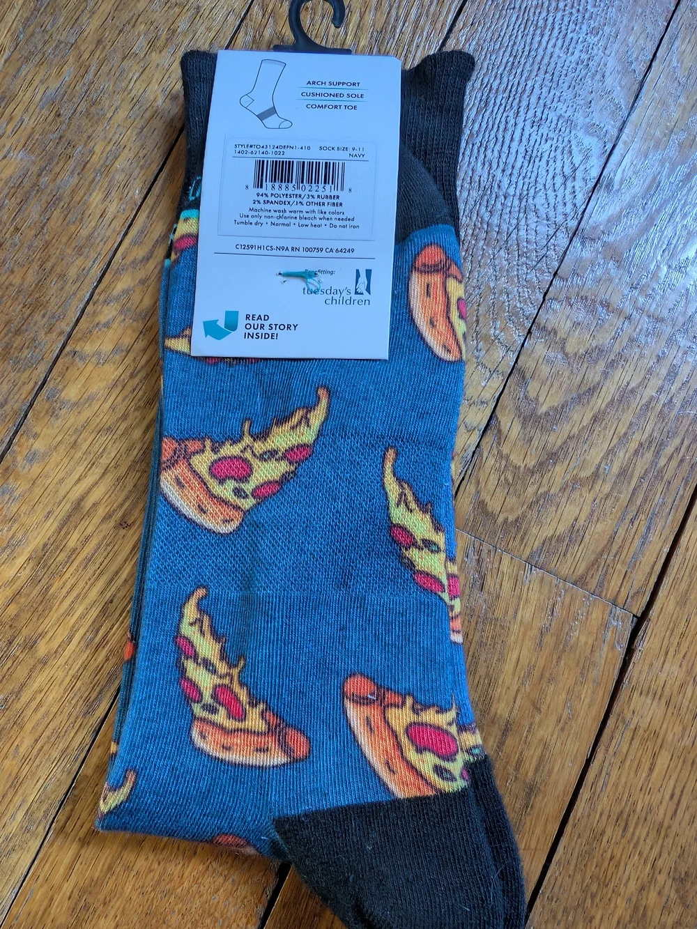 Men’s Blue Pizza Print Crew Socks